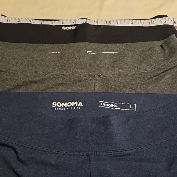 Sonoma Capri Leggings Set Of 3 Navy Gray Black Size Large - Picture 4 of 4